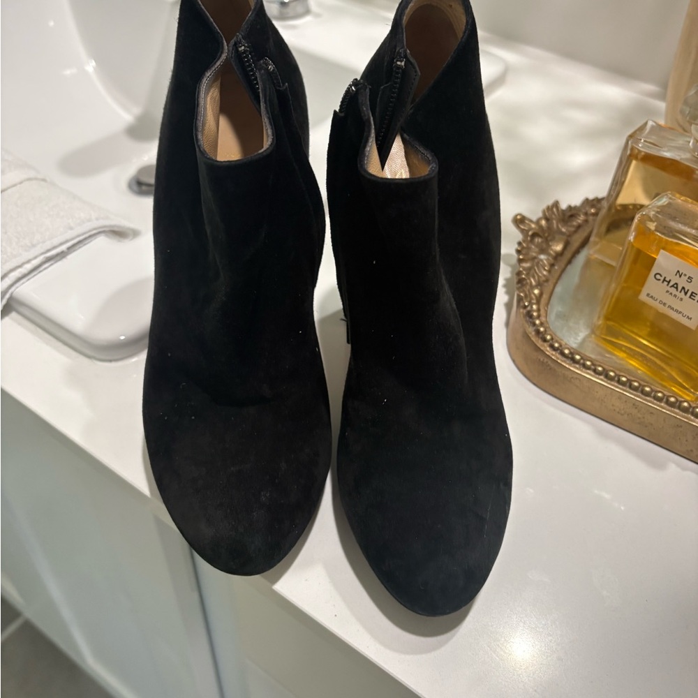 Christian Louboutin Black Suede Ankle Booties (Red Bottom) – Size 38.5